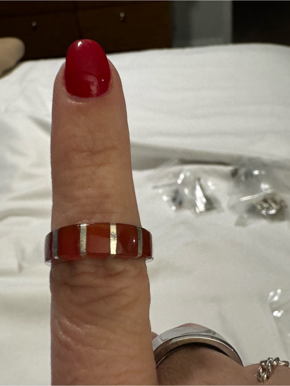 Carnelian and Sterling Women's Band Ring